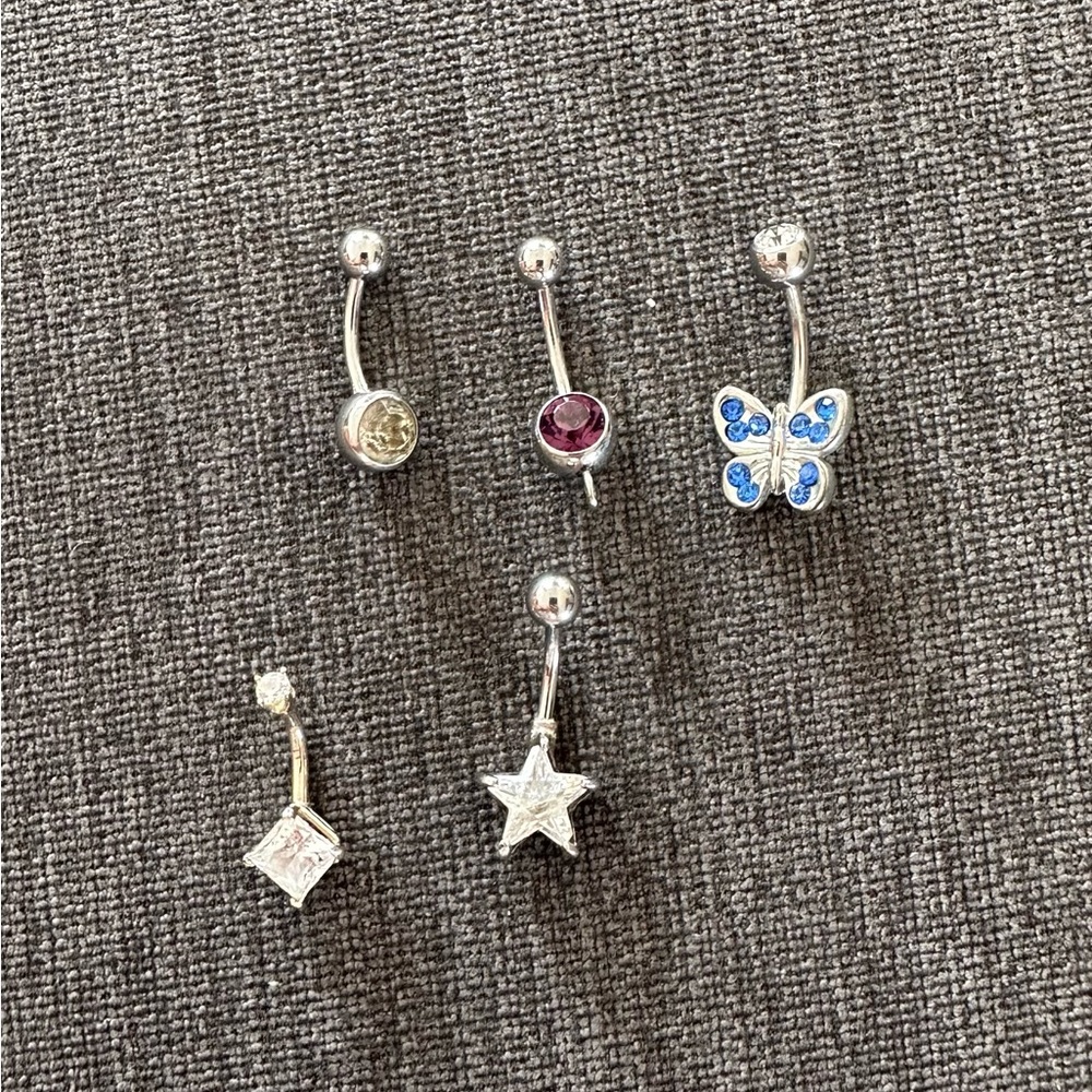 Lot Of 5 Navel Belly Button Rings